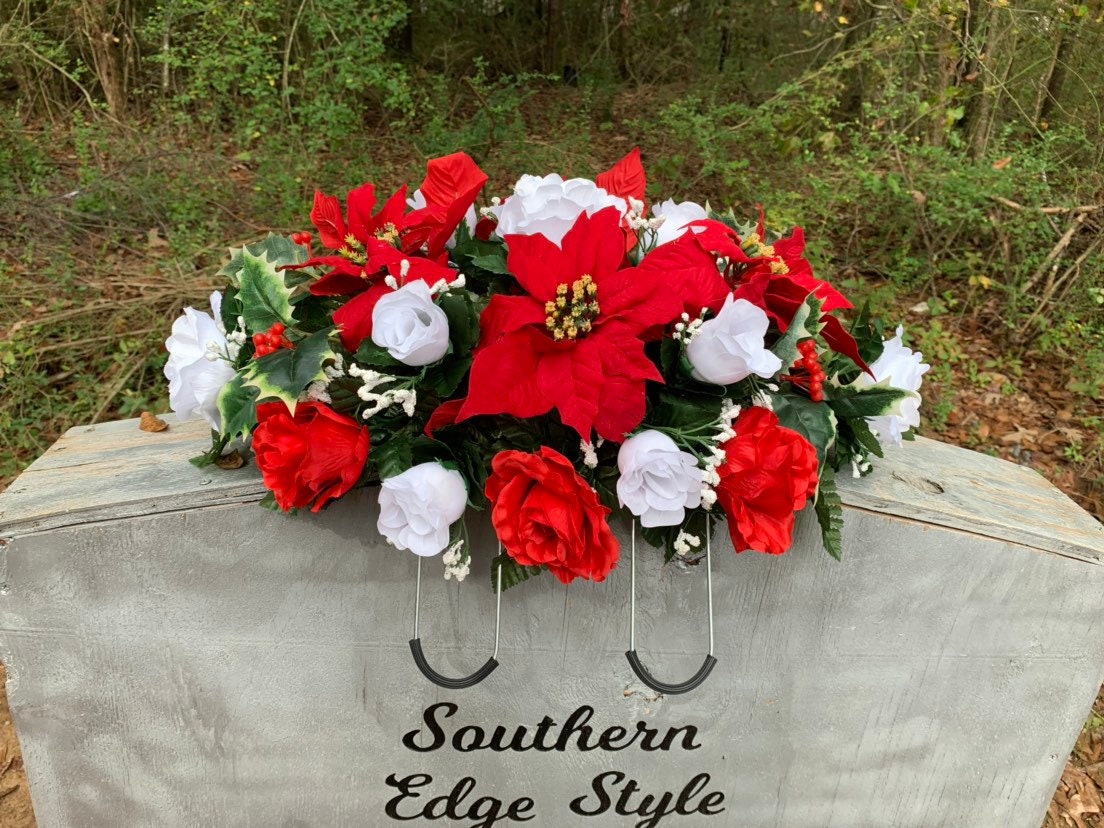 Christmas Cemetery Saddle ~ Christmas Headstone Saddle ~ Small Saddle (19" long)