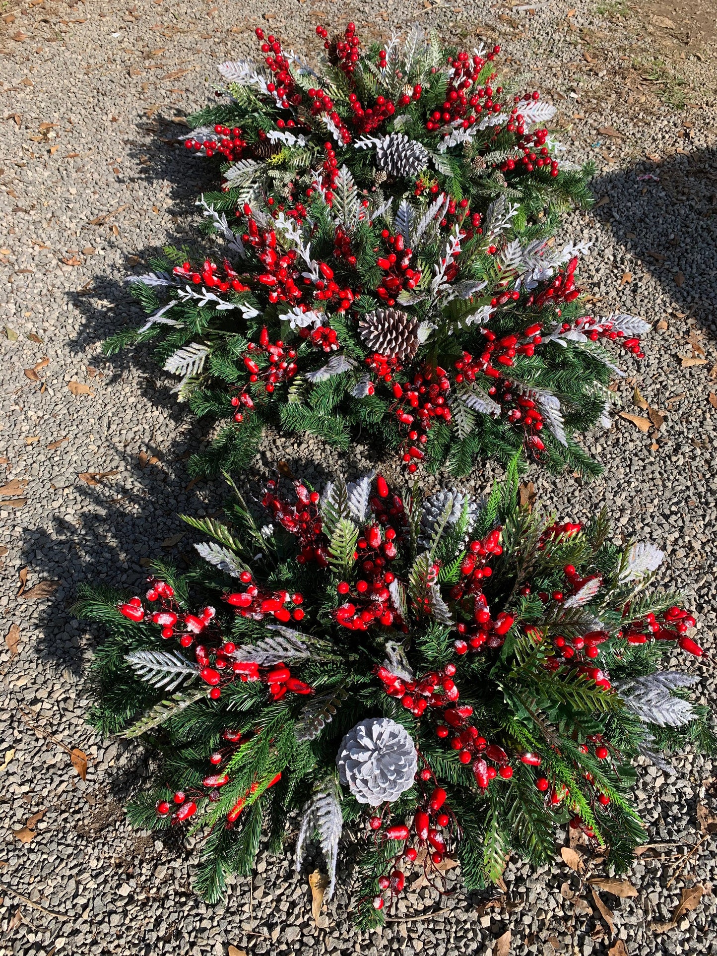 Winter Grave Blanket • Christmas Grave Blanket • Winter Greenery Cemetery Decoration • Gravesite Flowers Grave Decoration Berries Evergreen
