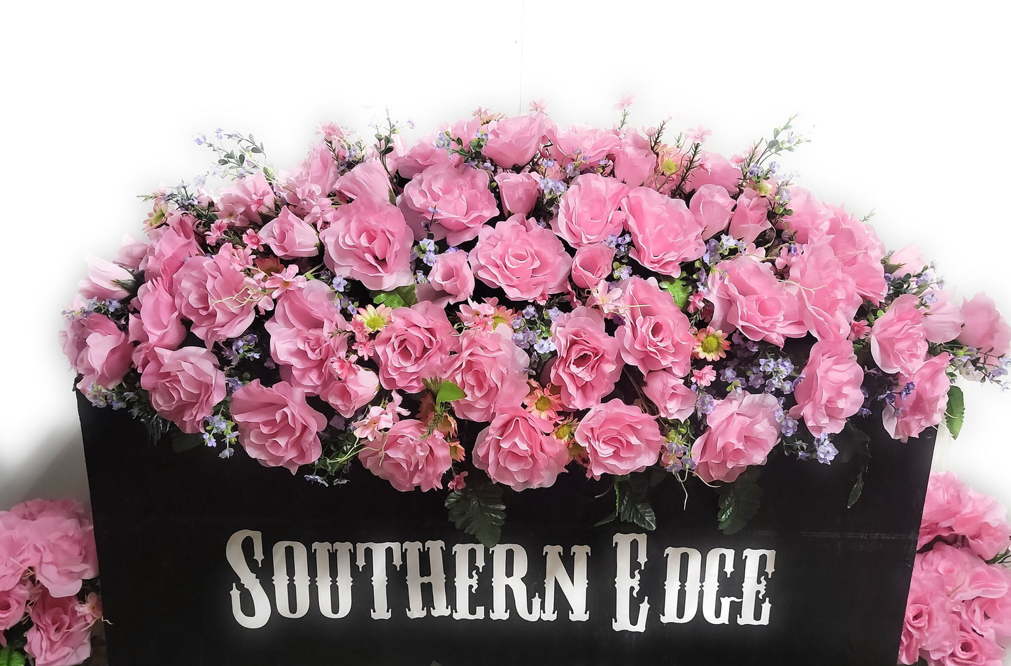 Pink Roses Extra Large Grave Blanket Headstone Saddle Cemetery Flowers pink roses lavender forget me not grave flowers Double Headstone
