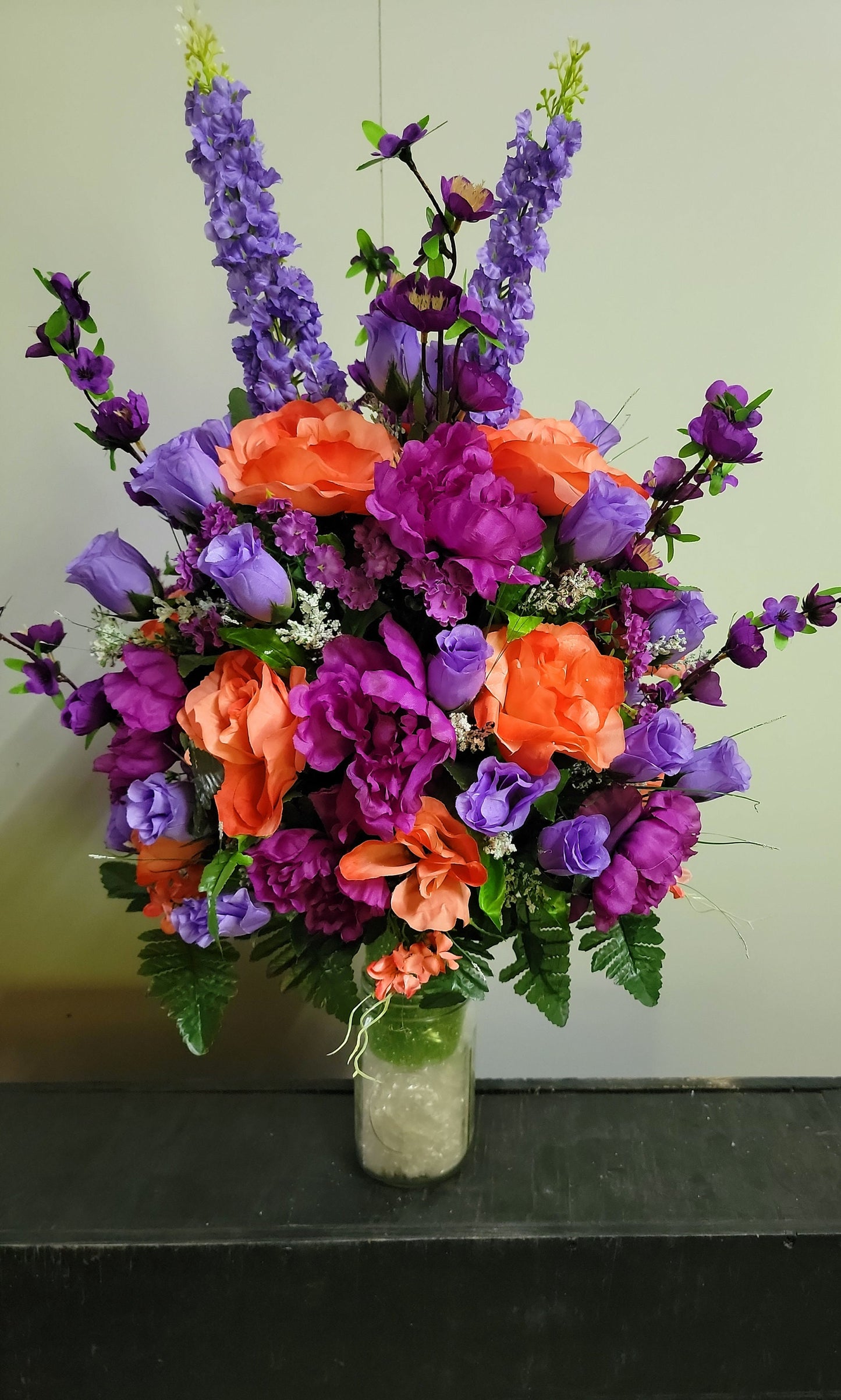 Coral Purple Extra Large Grave Vase Flowers Cemetery vase flowers Spring Cemetery Flowers Vase 27" Height Flowers