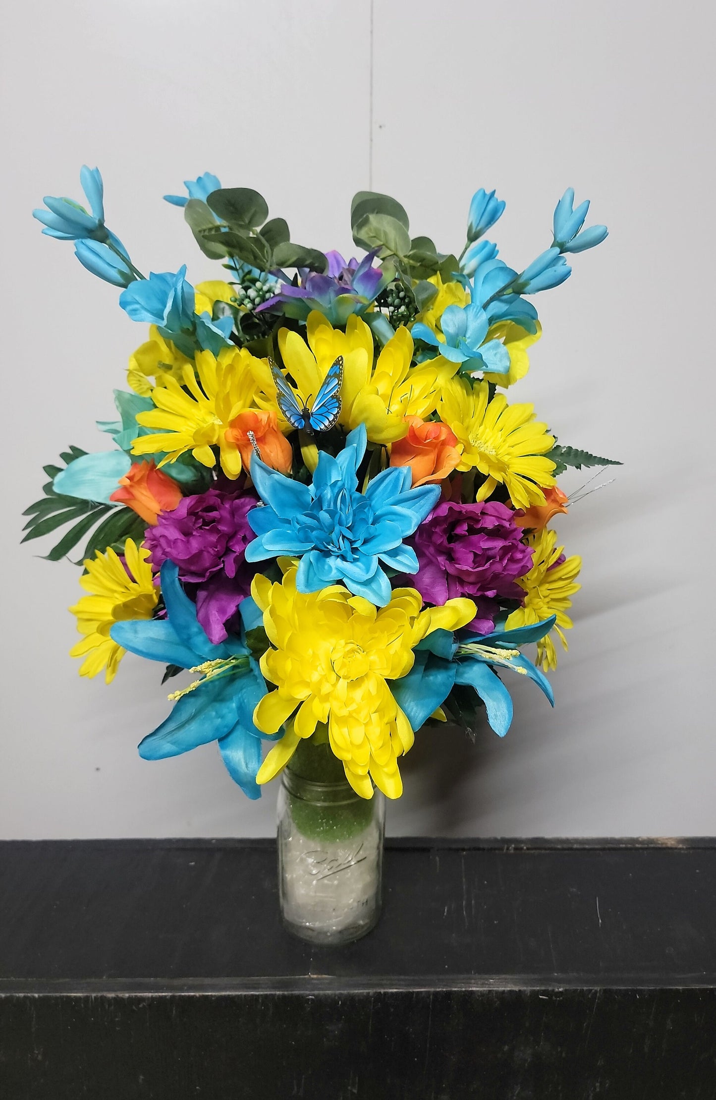 Teal Purple Cemetery Flowers Vase Cone for 3-inch Grave Vase blue yellow Cemetery Vase Cemetery Flowers Grave Vase Flowers summer fall