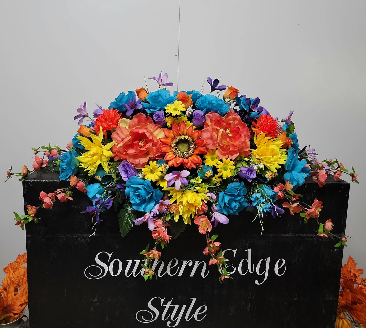 Flowers for Cemetery Headstone , Grave Saddle for Daughter, Headstone Topper Flowers
