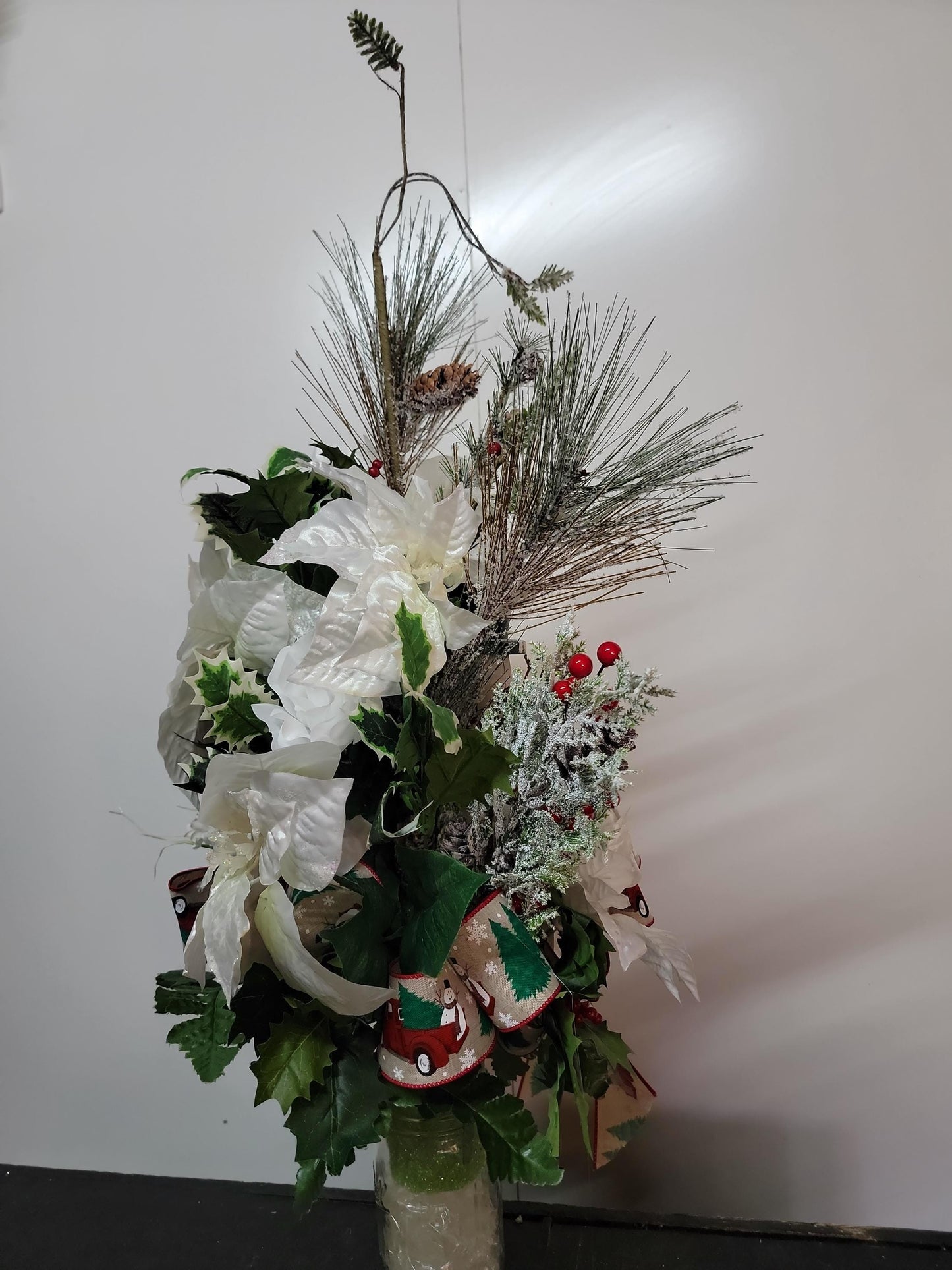 26" Tall Cemetery Flowers Vase, Snowman Christmas Vase Flowers, Vase Flowers For Grave , Christmas Cemetery Flowers Vase