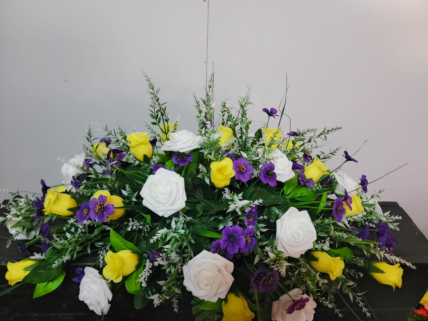 Spring Wildflower Cemetery Purple White Headstone Flowers Grave Saddle , Easter Cemetery Flowers