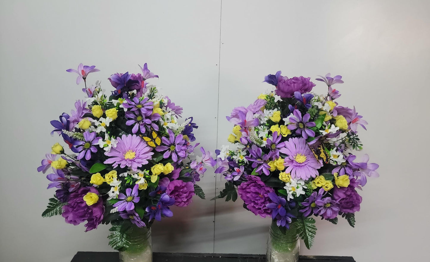 Small Wildflower Vase for Grave, Butterfly Cemetery Vase Flowers , Spring Cemetery Flowers, Easter Decoration, Daughters Grave Flowers