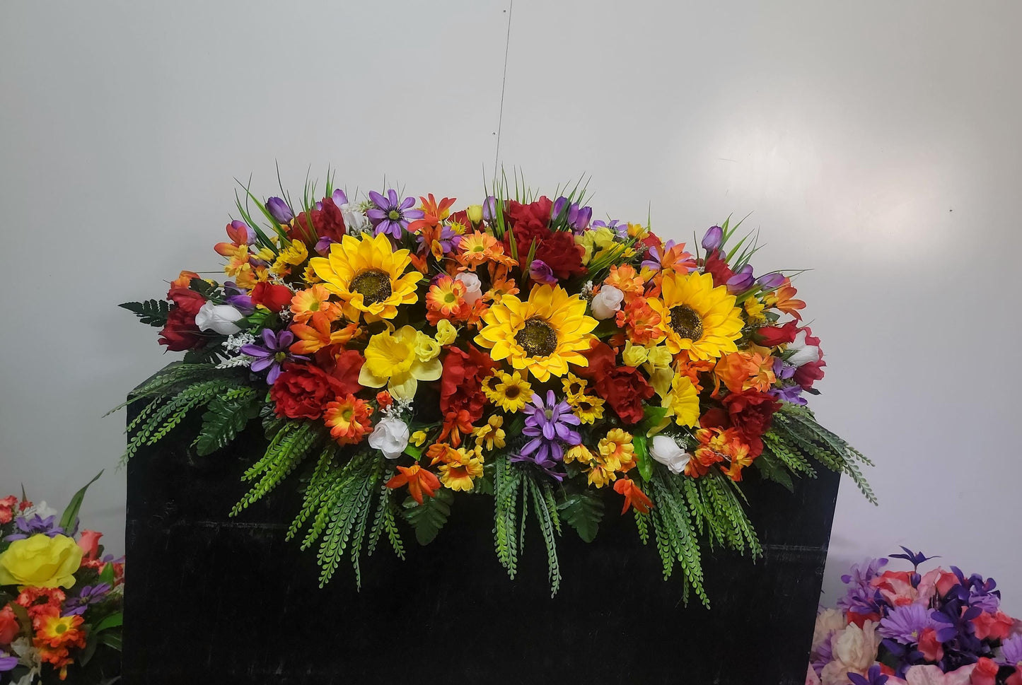 Spring Gravestone Saddle Flowers, Mother's Day Flowers, Sunflowers Daisy Peonies Memorial Flower Headstone Saddle Extra Large Grave Blanket