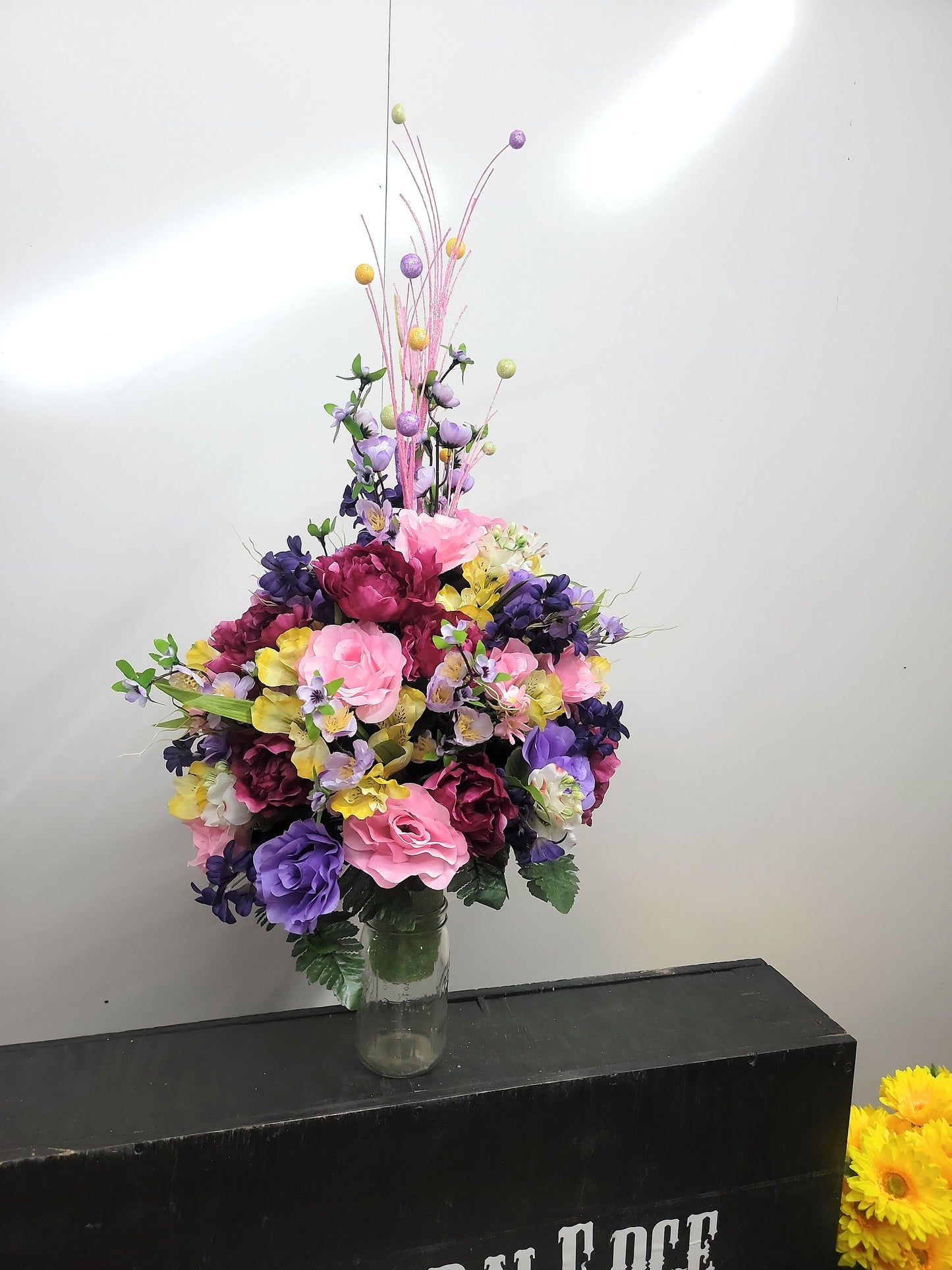 Extra Large Cemetery Vase Flowers for MOM Vase Pink Lavender Purple Cemetery Flowers Vase