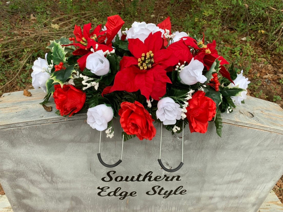 Christmas Cemetery Saddle ~ Christmas Headstone Saddle ~ Small Saddle (19&quot; long)