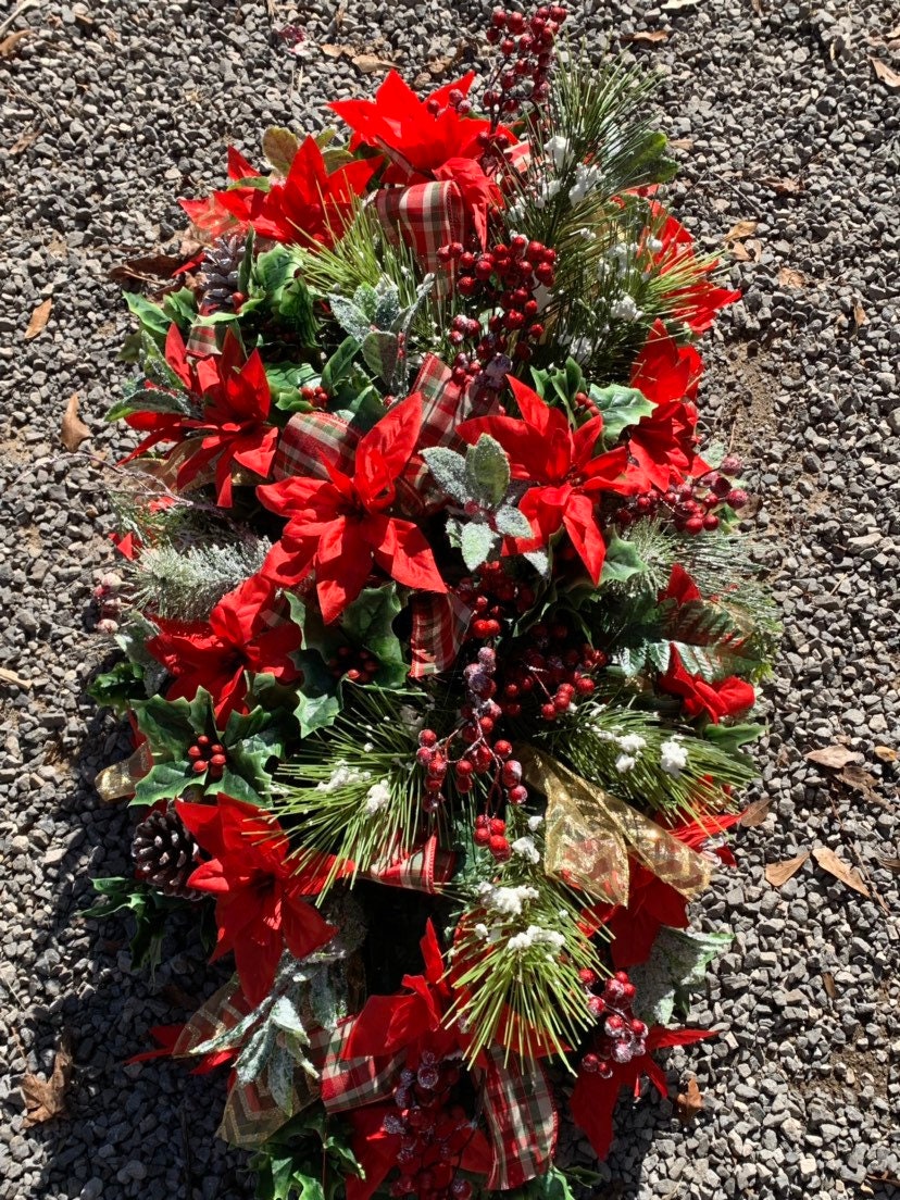 Winter Grave Blanket• Christmas Cemetery Flowers •Winter Grave Blanket• Christmas Grave Decoration
