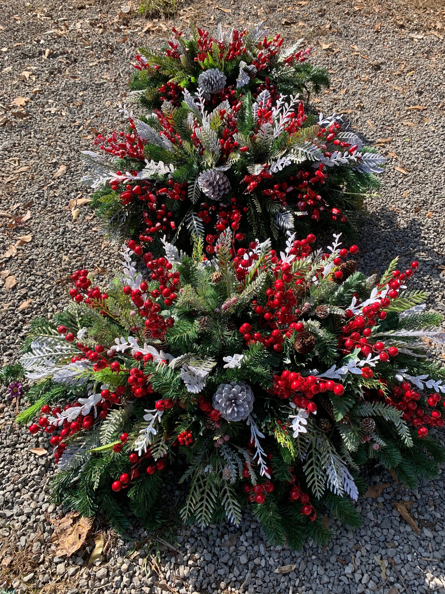 Winter Grave Blanket • EXTRA LARGE Christmas Grave Blanket • Winter Greenery Cemetery Decoration • Gravesite Flowers