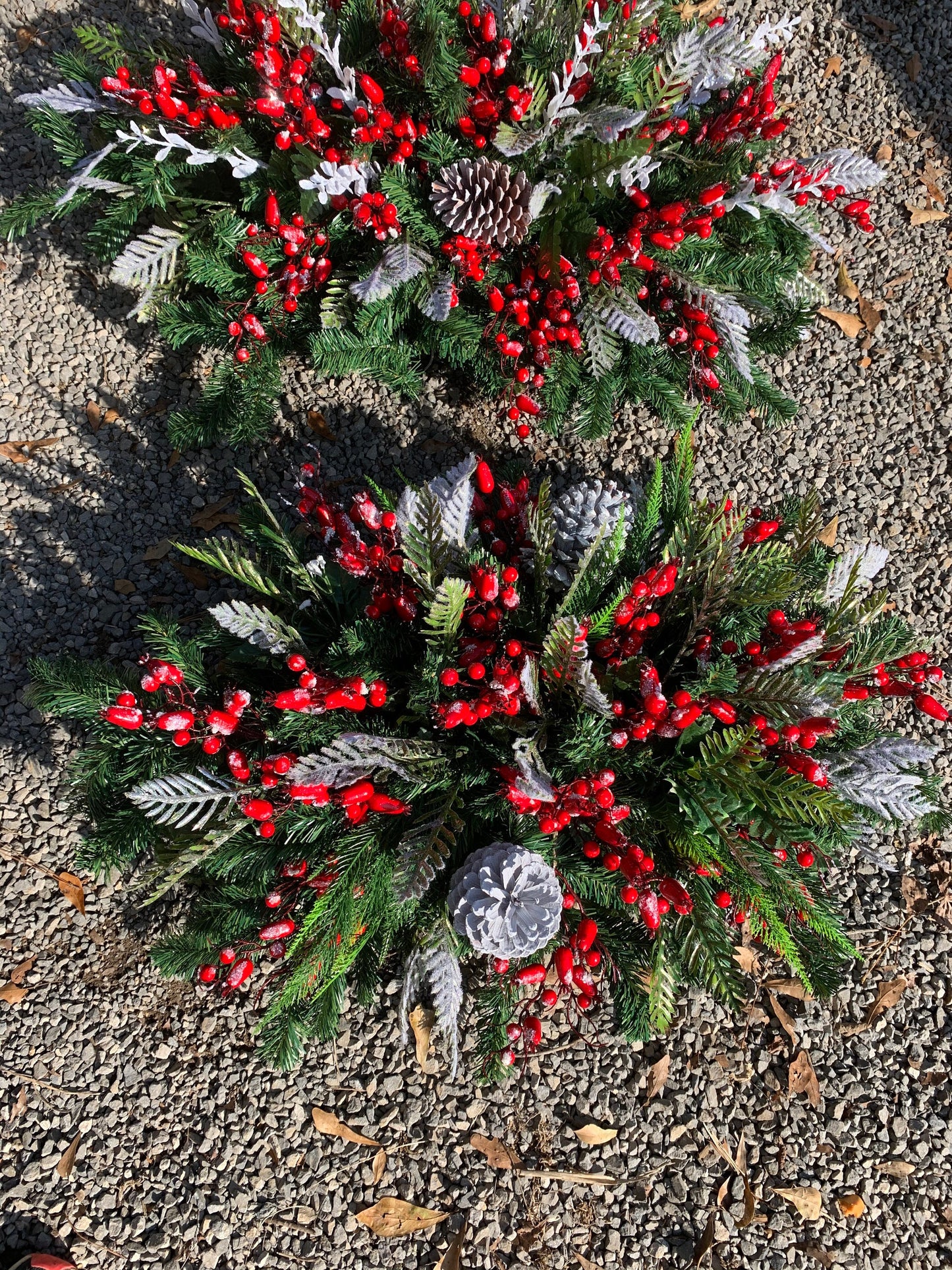 Winter Grave Blanket • Christmas Grave Blanket • Winter Greenery Cemetery Decoration • Gravesite Flowers Grave Decoration Berries Evergreen