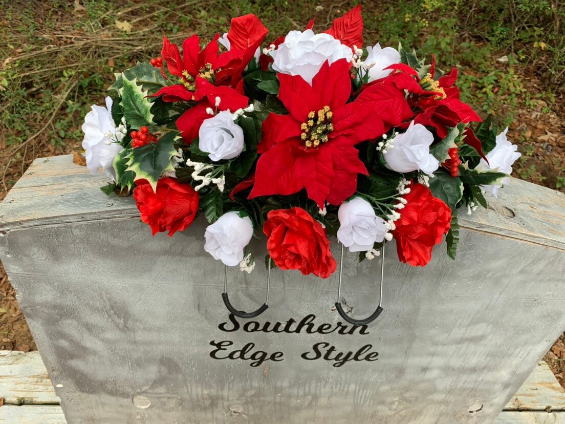 Christmas Cemetery Saddle ~ Christmas Headstone Saddle ~ Small Saddle (19&quot; long)