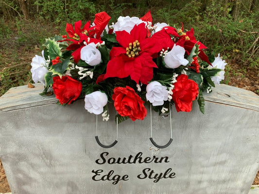 Christmas Cemetery Saddle ~ Christmas Headstone Saddle ~ Small Saddle (19" long)