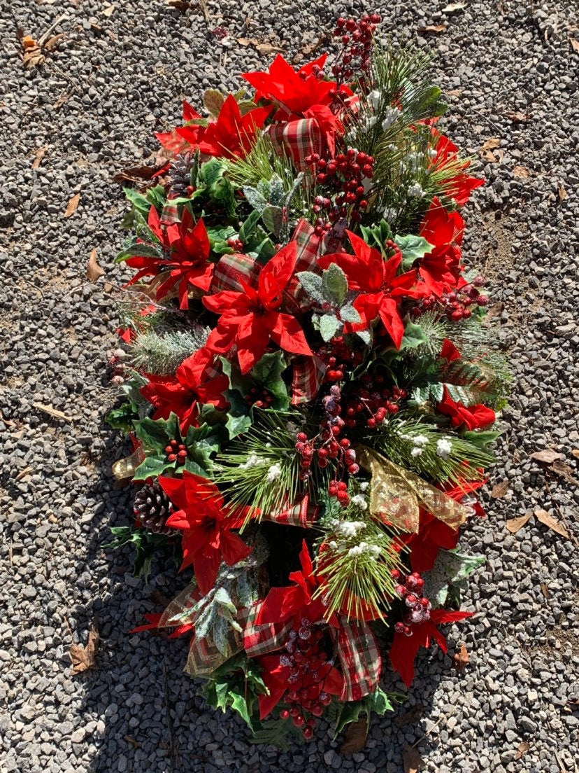 Winter Grave Blanket• Christmas Cemetery Flowers •Winter Grave Blanket• Christmas Grave Decoration