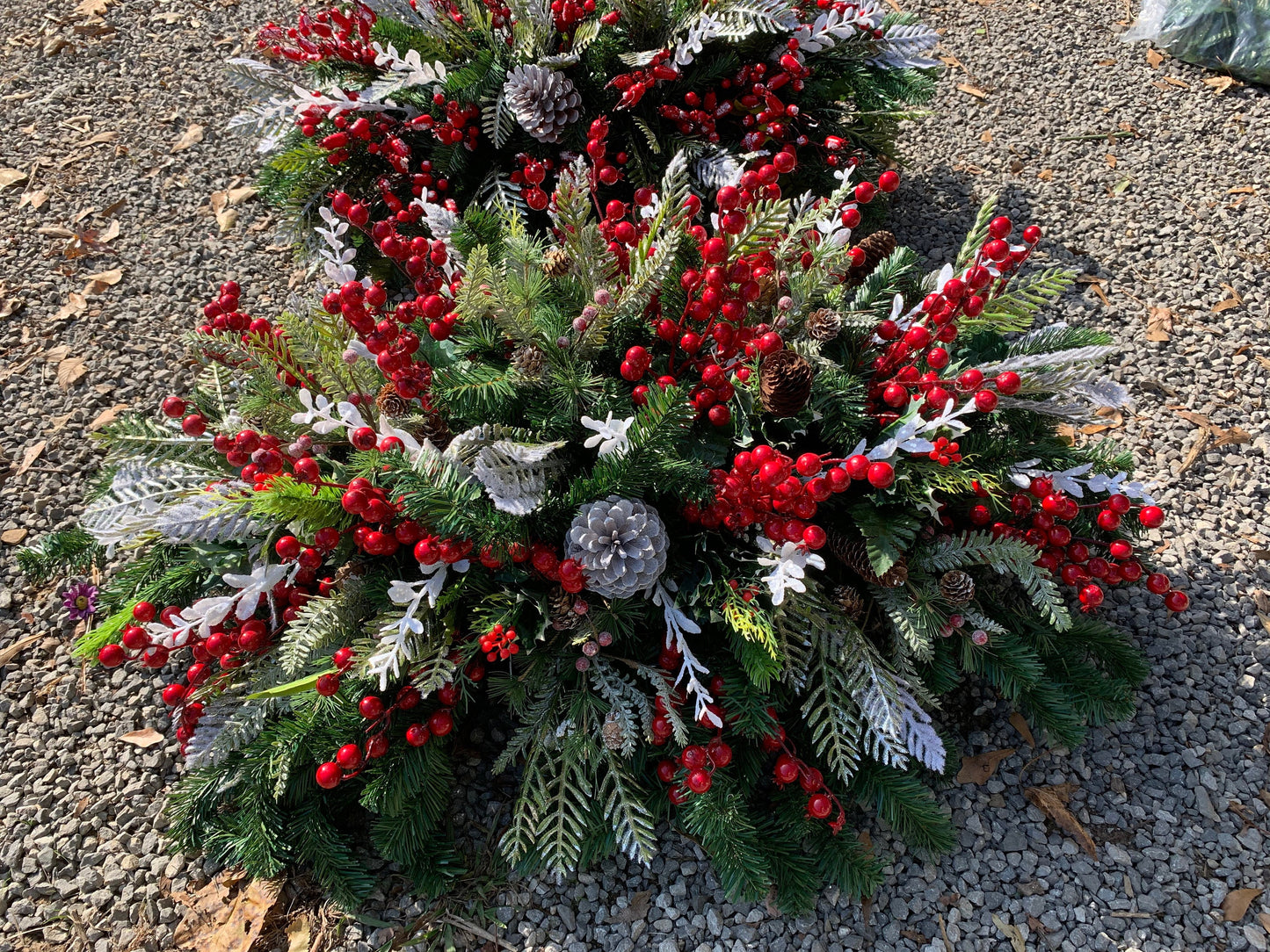 Winter Grave Blanket • EXTRA LARGE Christmas Grave Blanket • Winter Greenery Cemetery Decoration • Gravesite Flowers