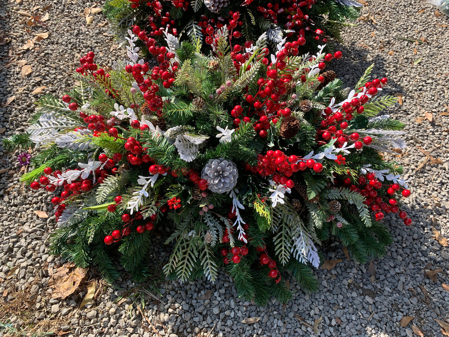 Winter Grave Blanket • EXTRA LARGE Christmas Grave Blanket • Winter Greenery Cemetery Decoration • Gravesite Flowers