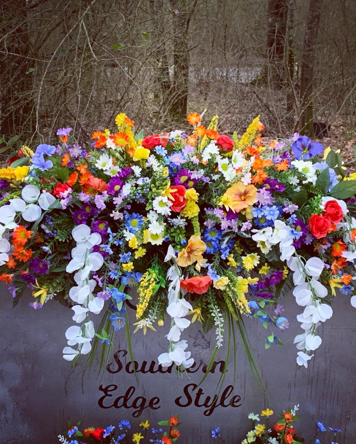 Customizable Spring Cemetery Saddle • Extra Large Headstone Saddle • 36” Length Cemetery Saddle • Memorial Day Cemetery Flowers