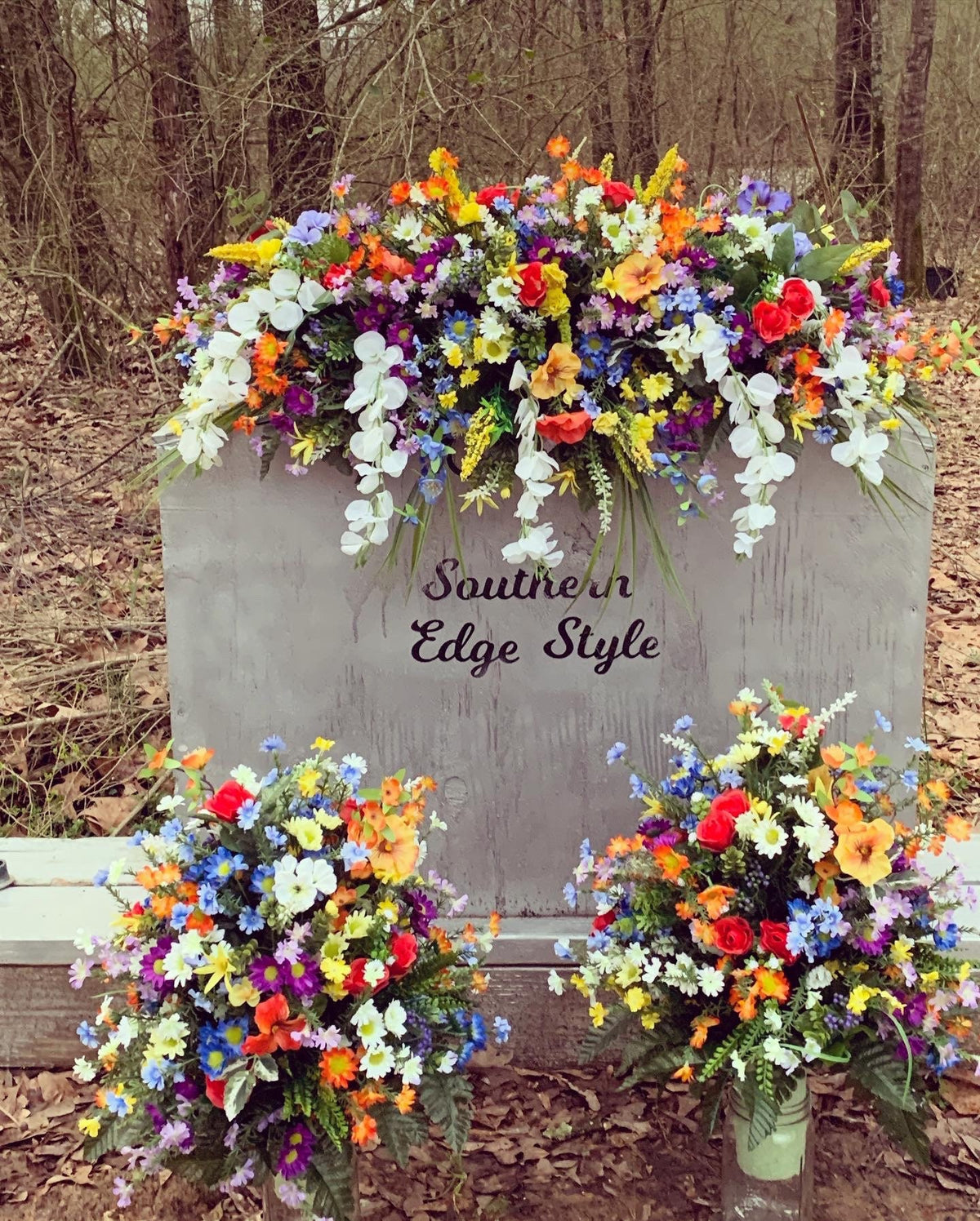 Customizable Spring Cemetery Saddle • Extra Large Headstone Saddle • 36” Length Cemetery Saddle • Memorial Day Cemetery Flowers