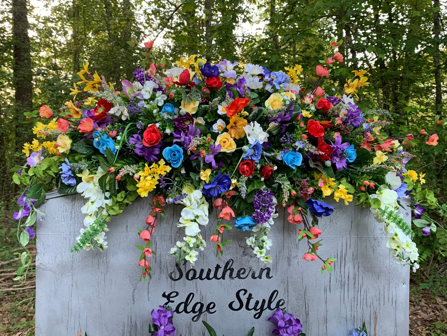 Casket Spray Customizable Cemetery Saddle • Extra Large Headstone Saddle • Spring Cemetery Flowers • Grave Blanket