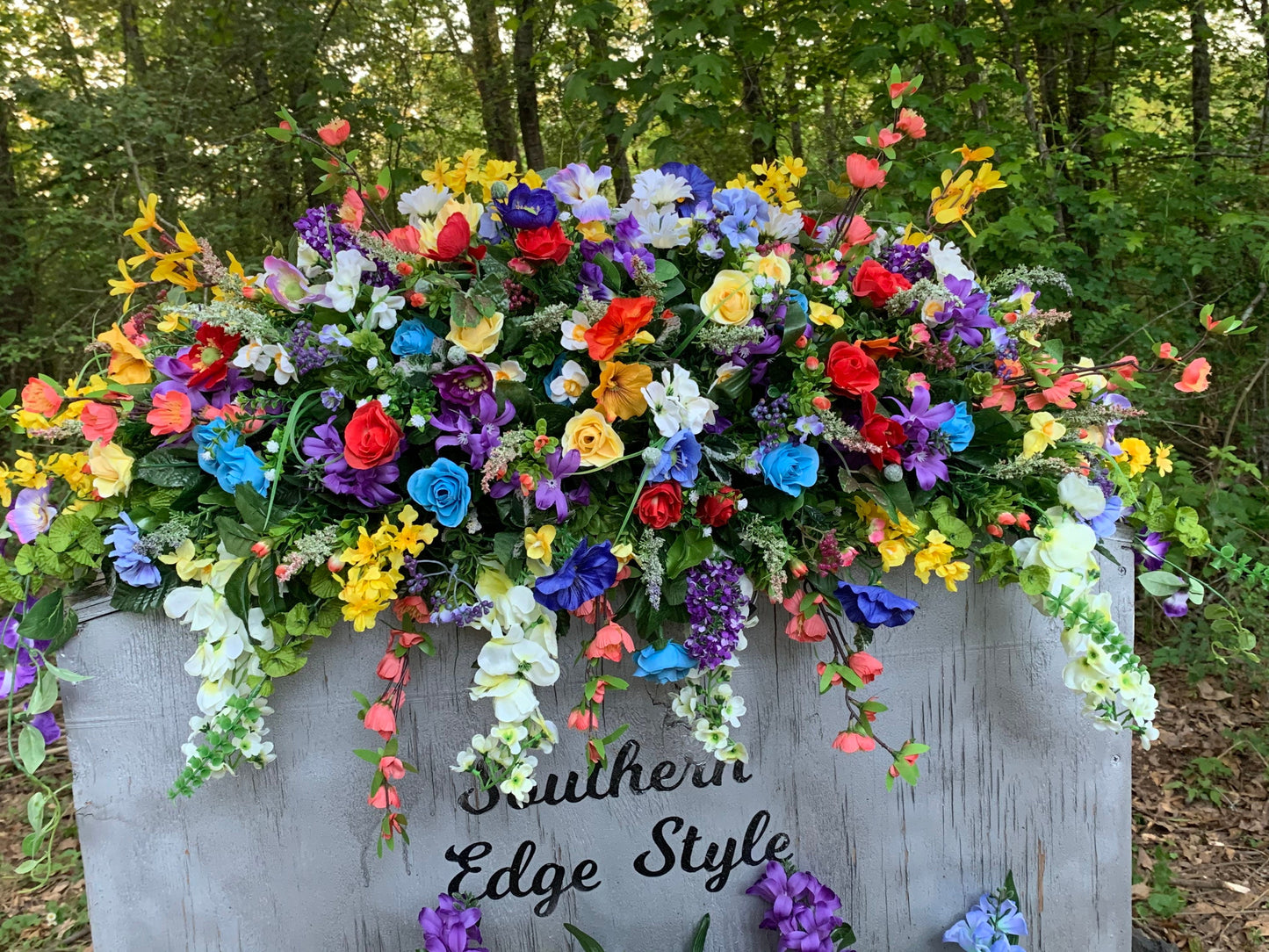 Casket Spray Customizable Cemetery Saddle • Extra Large Headstone Saddle • Spring Cemetery Flowers • Grave Blanket