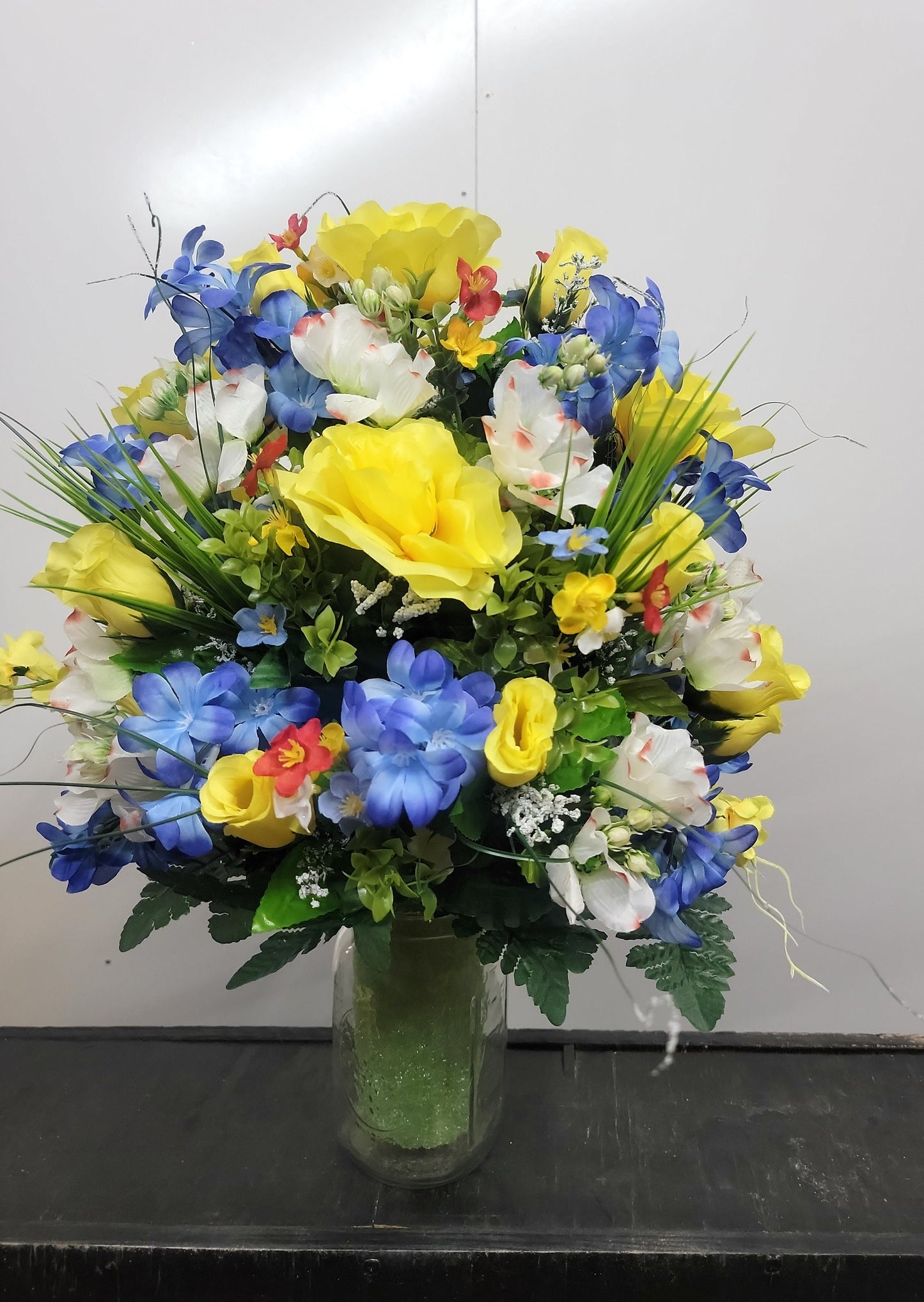 Yellow Roses Wildflower Cemetery Flowers Vase Cone for 3-inch Grave Vase red blue yellow Cemetery Vase Flower Spring Cemetery Flowers