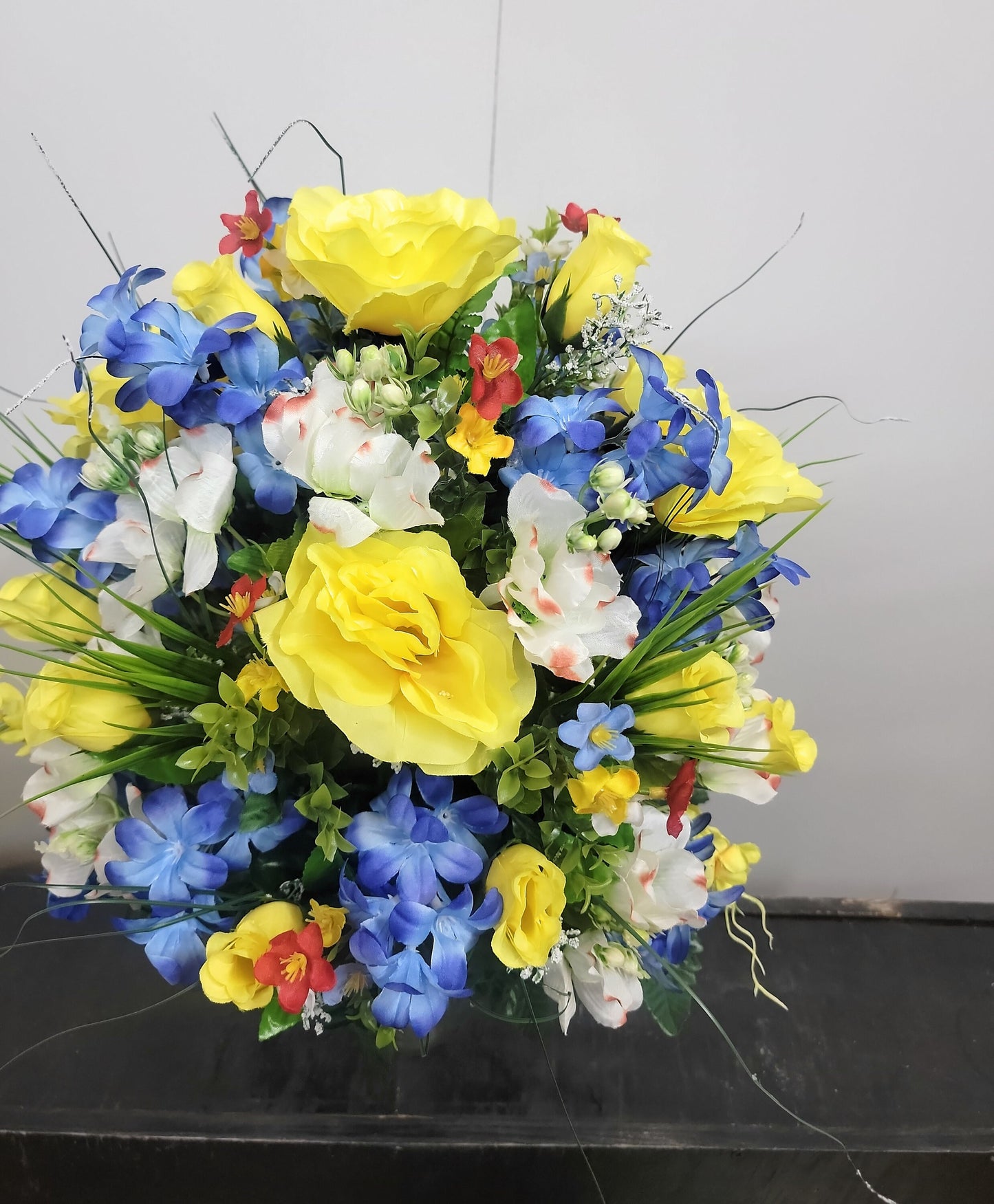 Yellow Roses Wildflower Cemetery Flowers Vase Cone for 3-inch Grave Vase red blue yellow Cemetery Vase Flower Spring Cemetery Flowers