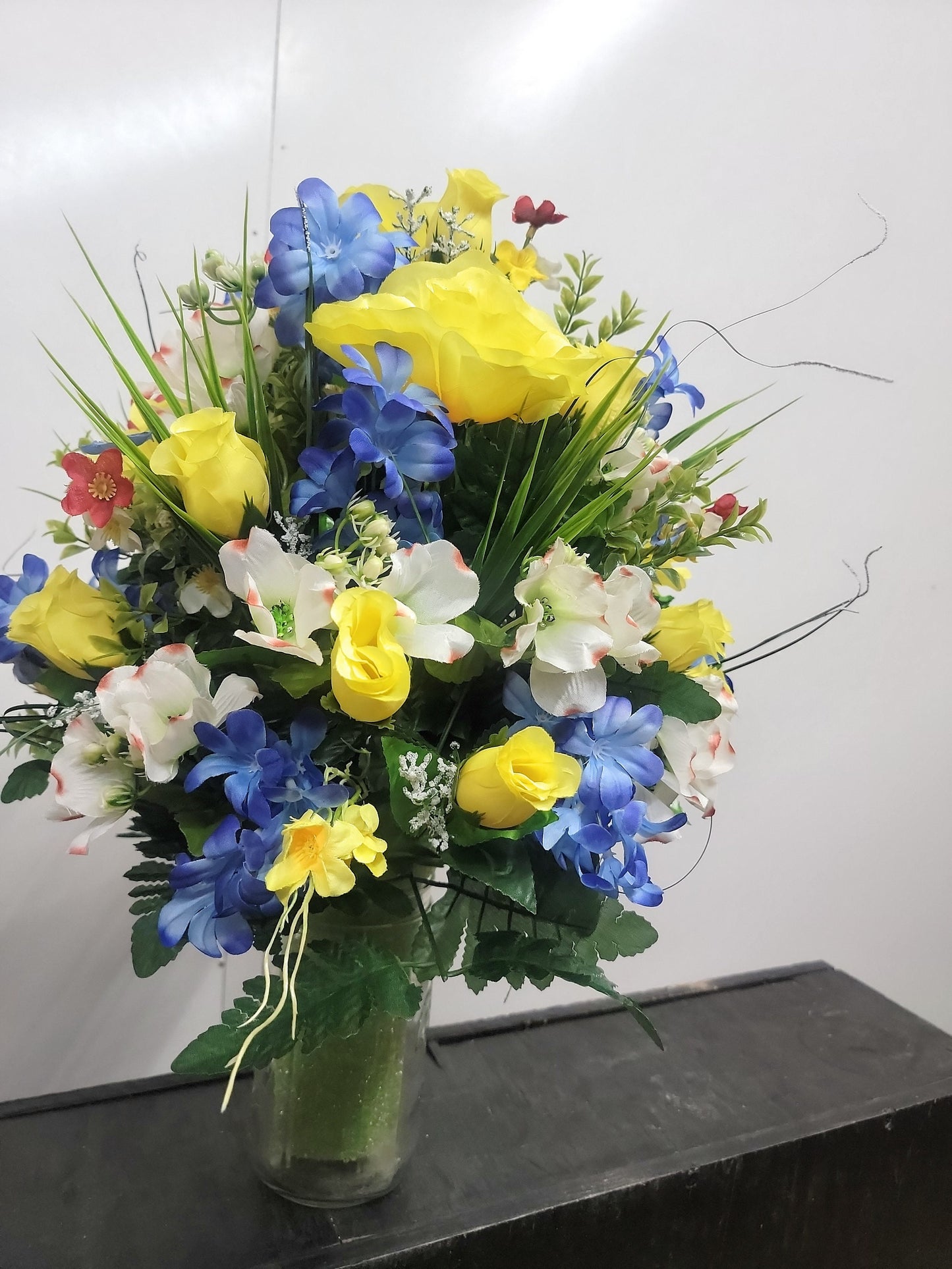 Yellow Roses Wildflower Cemetery Flowers Vase Cone for 3-inch Grave Vase red blue yellow Cemetery Vase Flower Spring Cemetery Flowers