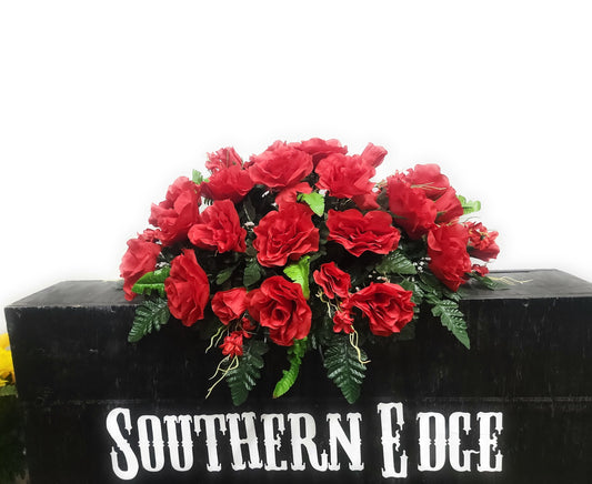 Red Roses 25" Cemetery Saddle 3dz red roses Cemetery Flowers Headstone Cemetery decoration mothers day