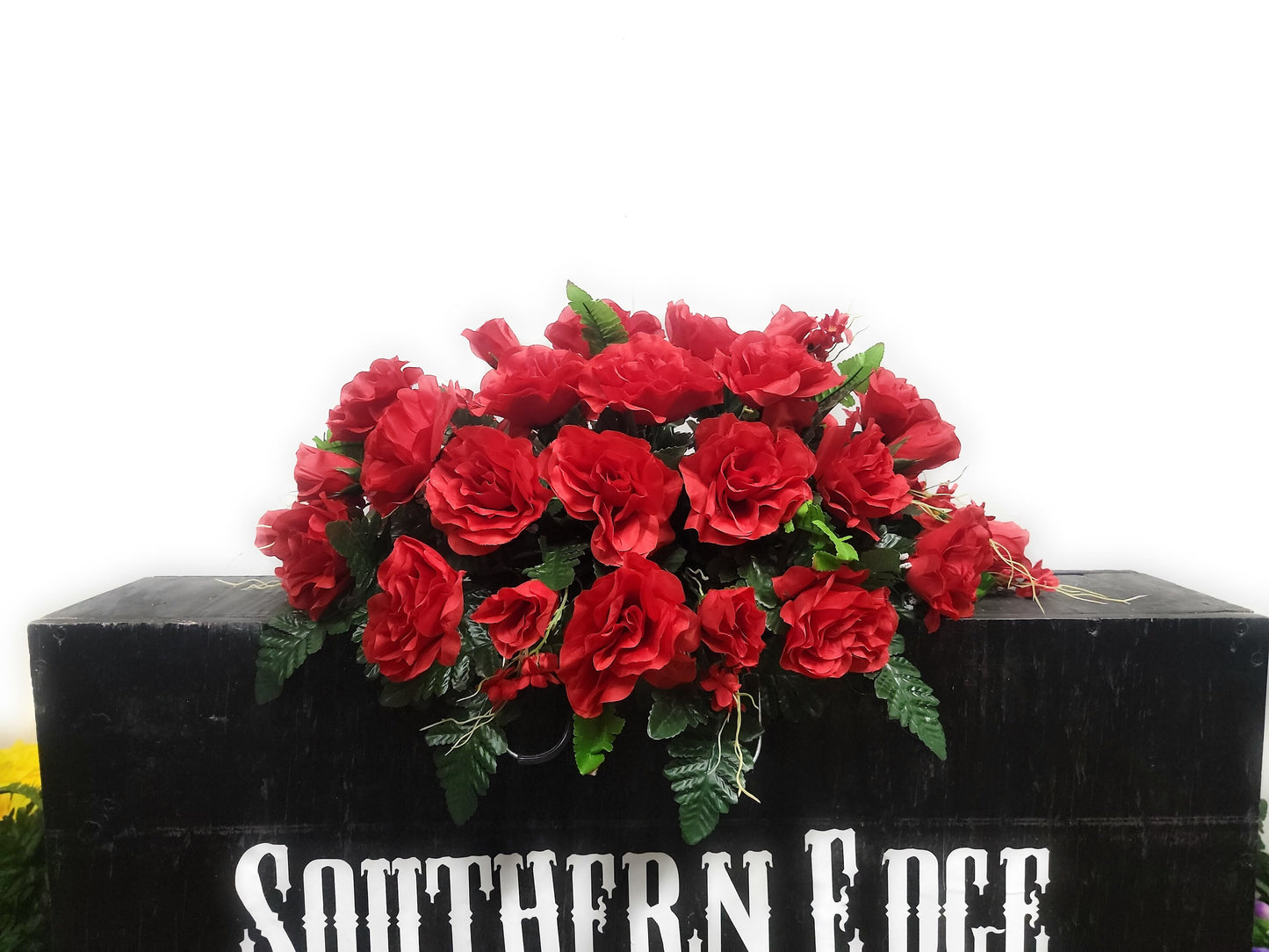 Red Roses 25" Cemetery Saddle 3dz red roses Cemetery Flowers Headstone Cemetery decoration mothers day