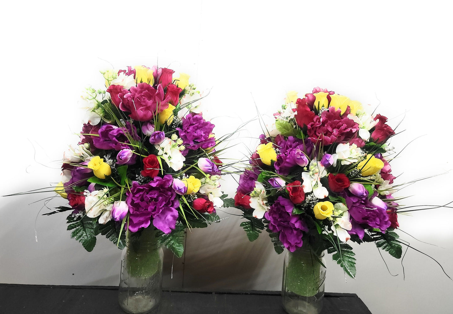 Forever Yours Cemetery Flowers Vase Cone for 3 inch Grave  Vase dogwood purple peonies forever yours roses tulips Cemetery Vase Arrangement