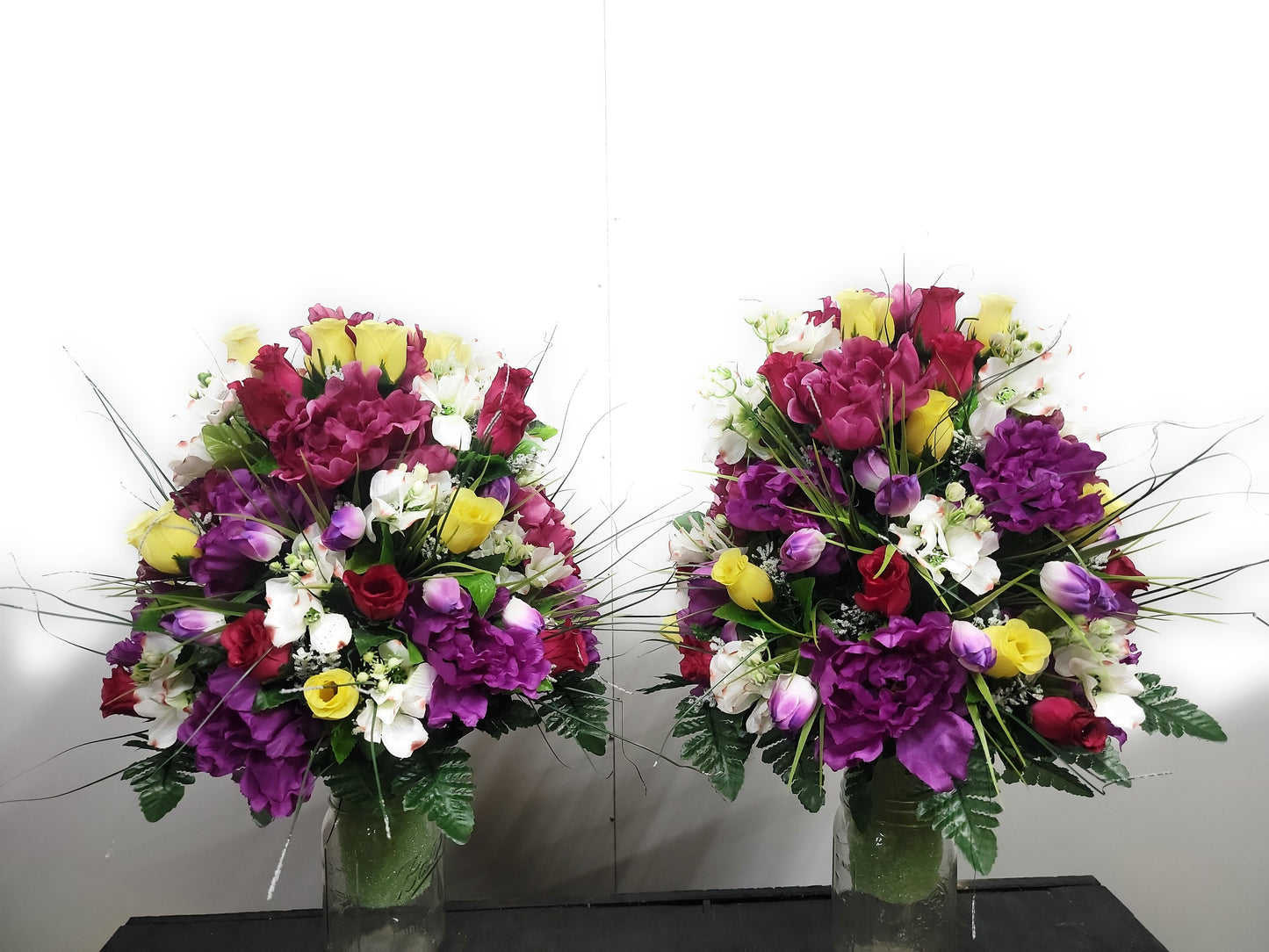Forever Yours Cemetery Flowers Vase Cone for 3 inch Grave  Vase dogwood purple peonies forever yours roses tulips Cemetery Vase Arrangement