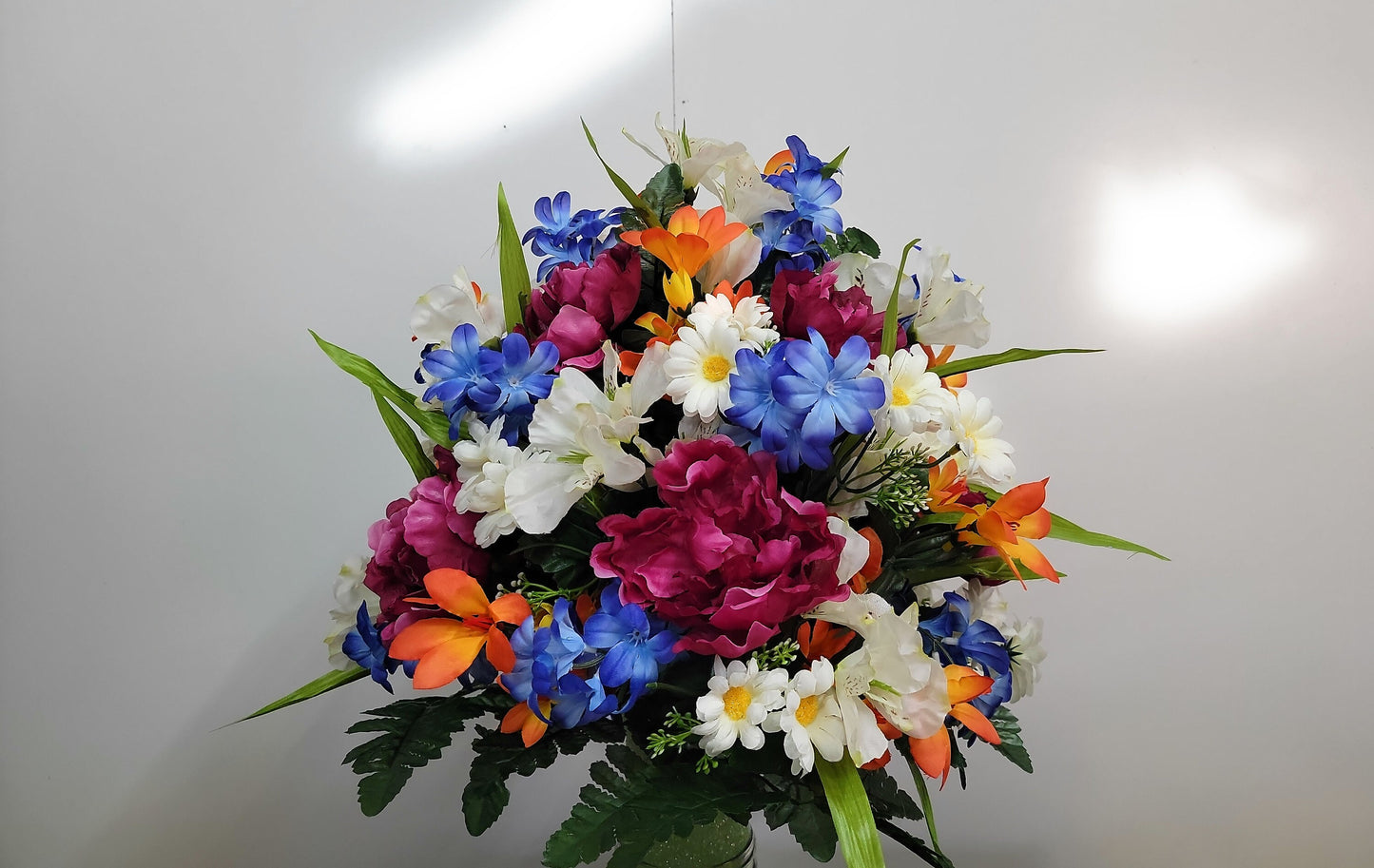 Cemetery Vase Flowers,  Small Arrangement for Grave vase, parents Memorial Flowers, Cemetery Flowers vase