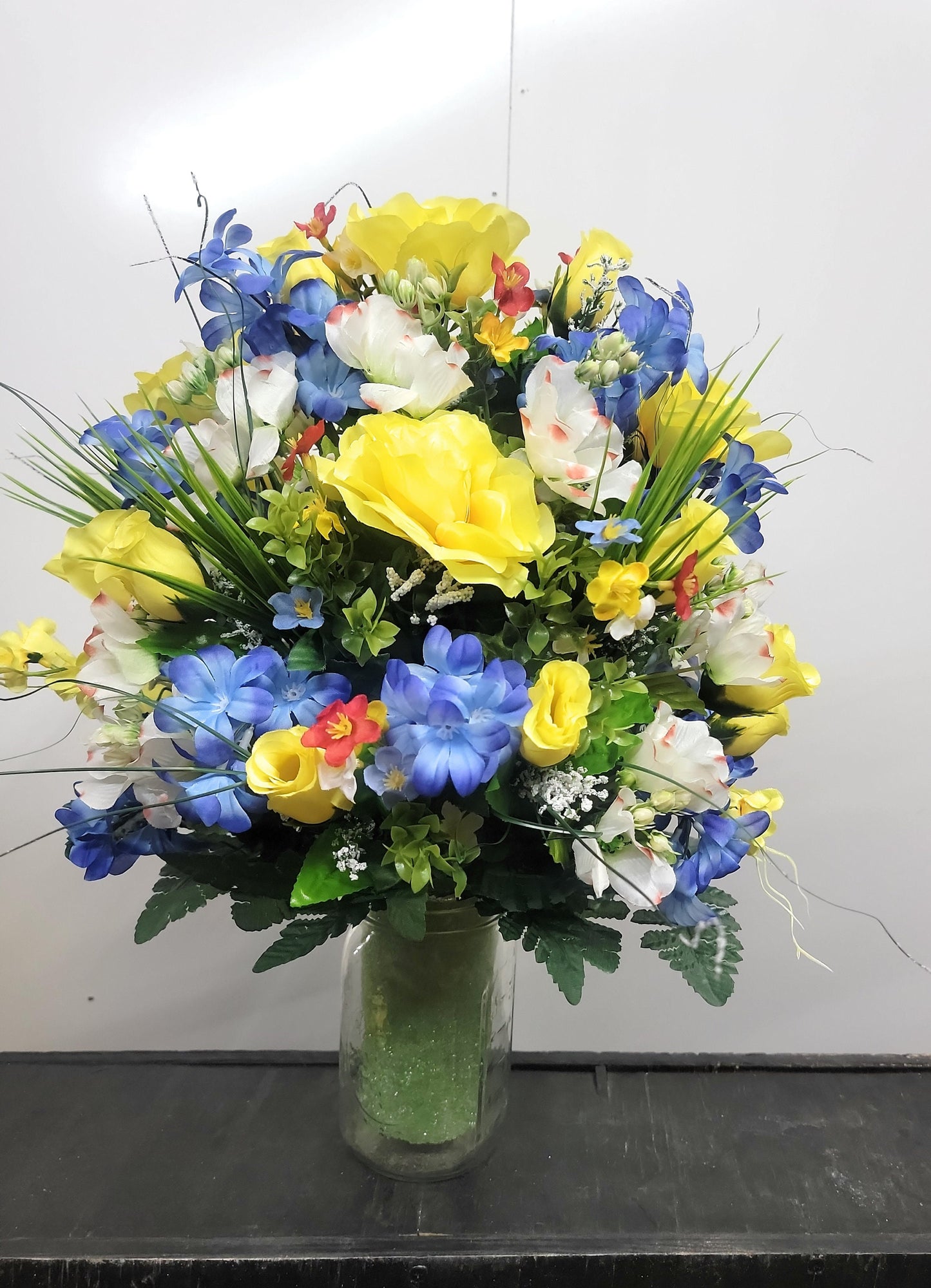 Yellow Roses Wildflower Cemetery Flowers Vase Cone for 3-inch Grave Vase red blue yellow Cemetery Vase Flower Spring Cemetery Flowers