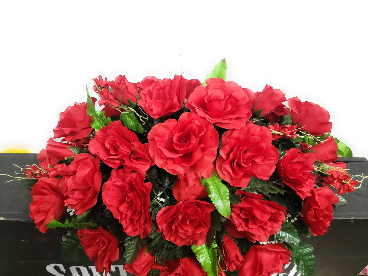 Red Roses 25" Cemetery Saddle 3dz red roses Cemetery Flowers Headstone Cemetery decoration mothers day