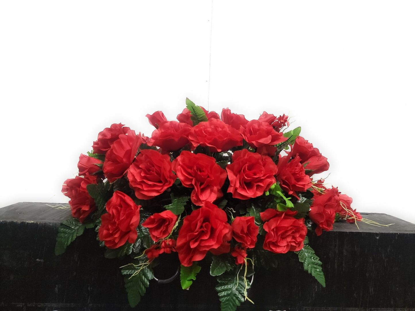 Red Roses 25" Cemetery Saddle 3dz red roses Cemetery Flowers Headstone Cemetery decoration mothers day