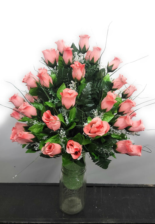 Coral Rose Cemetery Vase Flowers Grave Vase Flowers Cemetery flowers spring Easter flowers