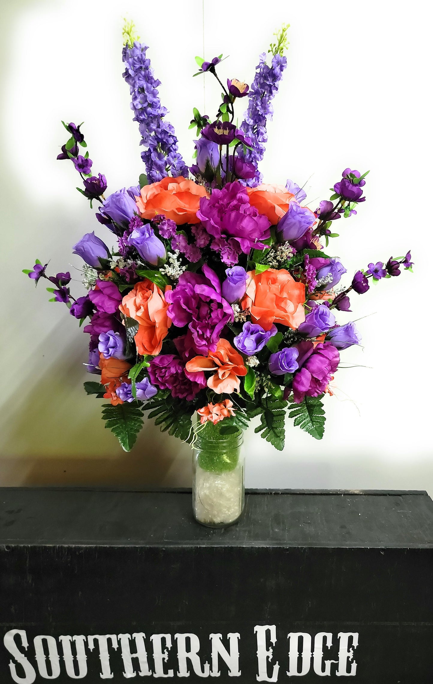 Coral Purple Extra Large Grave Vase Flowers Cemetery vase flowers Spring Cemetery Flowers Vase 27" Height Flowers