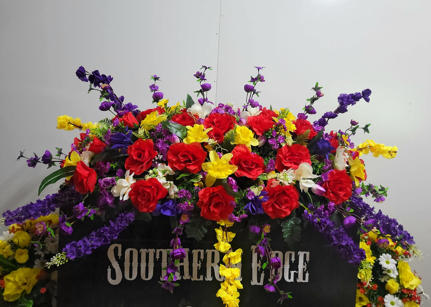 Extra Large Headstone Saddle • 45" Length Cemetery Saddle Spring Cemetery Flowers tulips iris daffodils roses dogwood grave blanket flowers