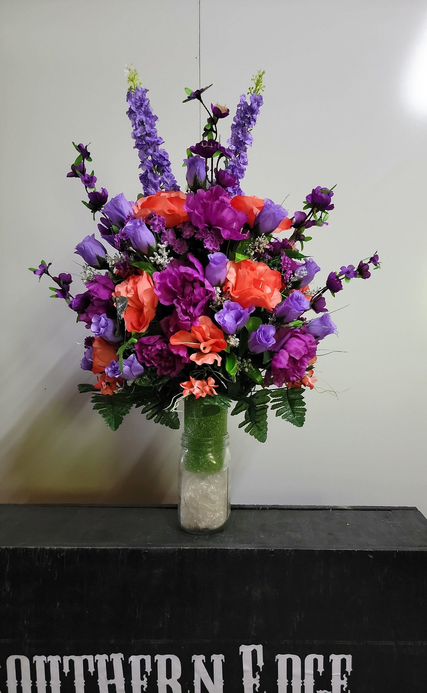 Coral Purple Extra Large Grave Vase Flowers Cemetery vase flowers Spring Cemetery Flowers Vase 27" Height Flowers