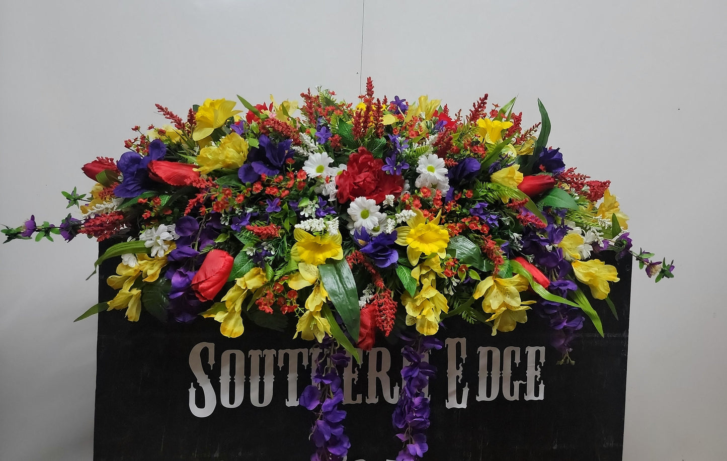 Summer Daffodils and Tulips Extra Large Cemetery Saddle Cemetery Flowers Wildflowers Spring Cemetery Flowers for Large Headstone Saddle