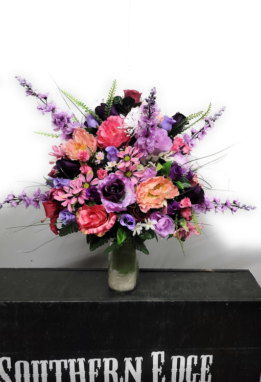 Extra Large Purple and Pink Grave vase flowers Memorial Vase Grave Flowers Cemetery flowers vase Top Quality Cemetery Flowers Vase