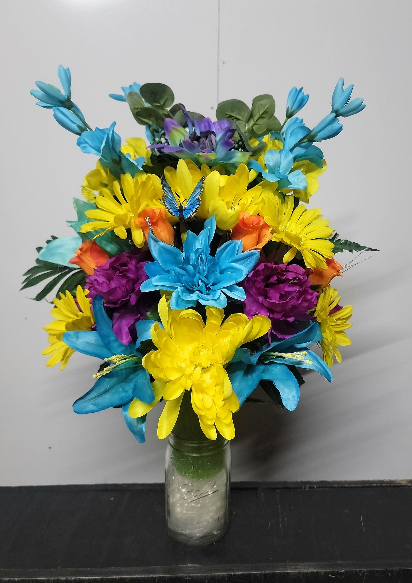 Teal Purple Cemetery Flowers Vase Cone for 3-inch Grave Vase blue yellow Cemetery Vase  Cemetery Flowers Grave Vase Flowers summer fall