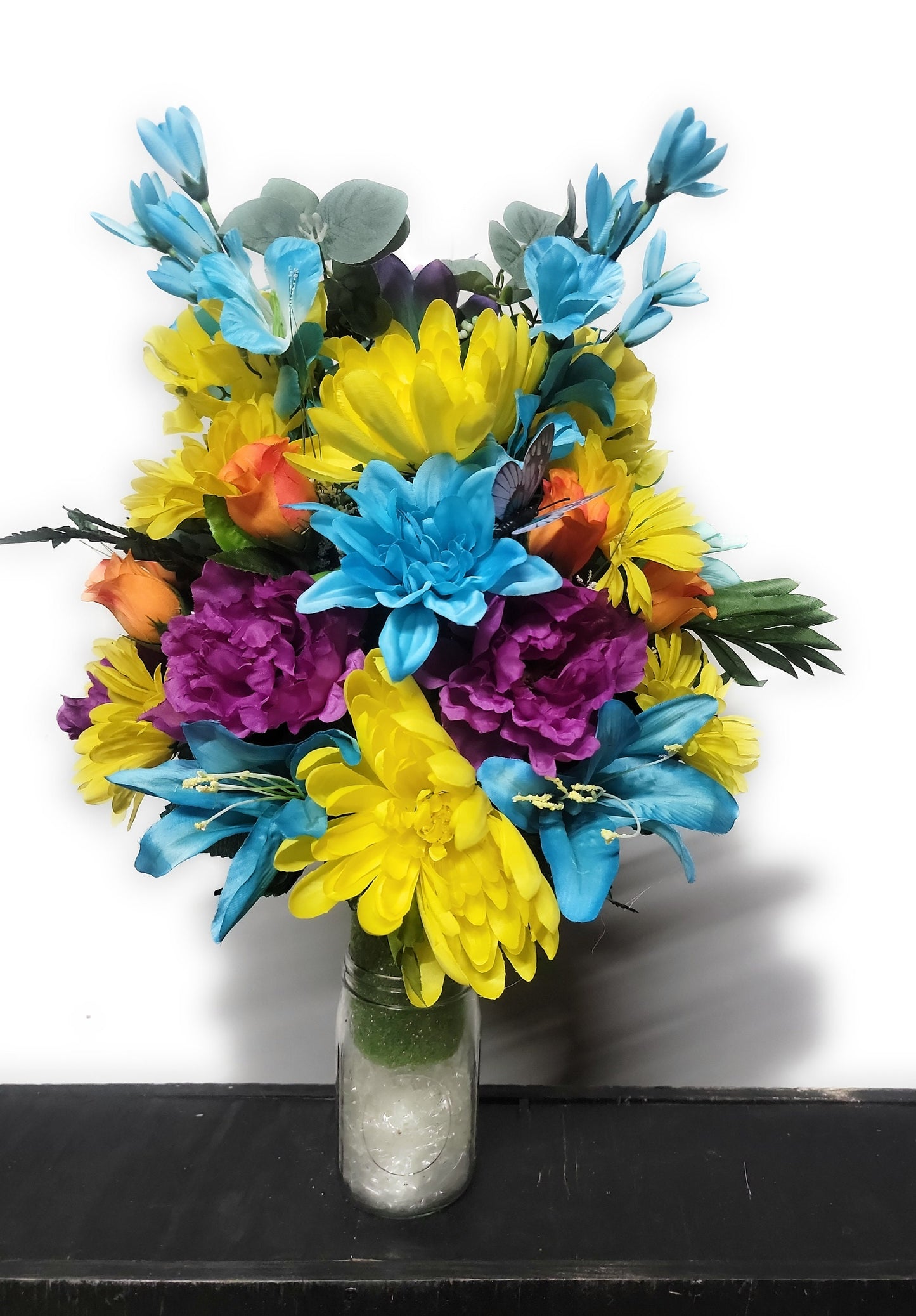 Teal Purple Cemetery Flowers Vase Cone for 3-inch Grave Vase blue yellow Cemetery Vase  Cemetery Flowers Grave Vase Flowers summer fall