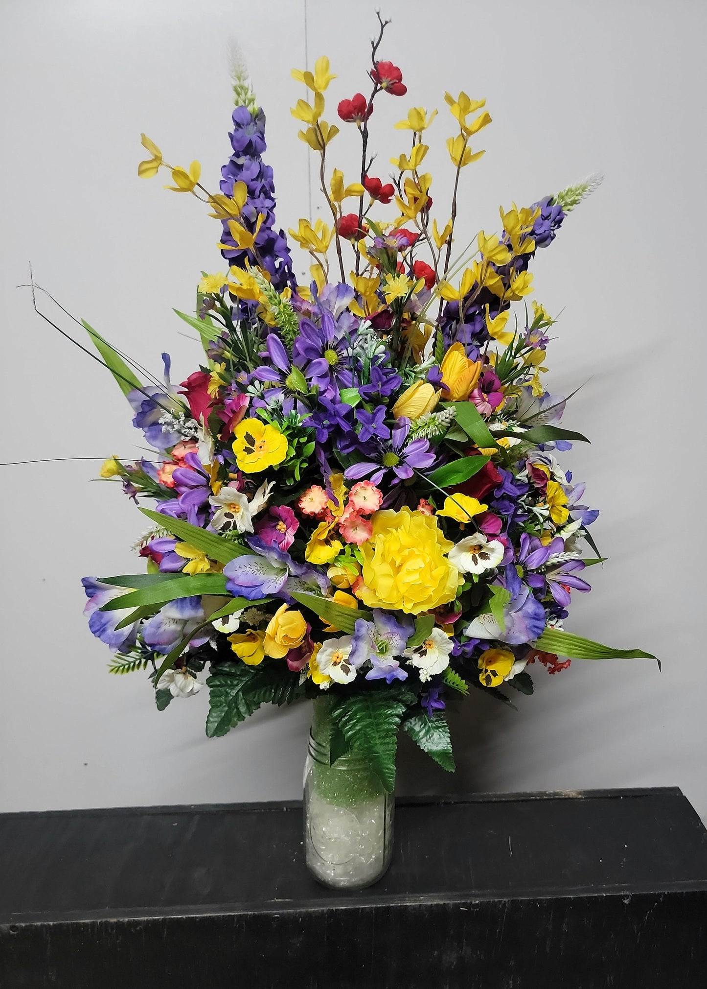 Premium Extra Large and Full 27" Tall wildflower summer through fall grave vase flowers Memorial Cone Vase Flowers Grave Vase Flowers
