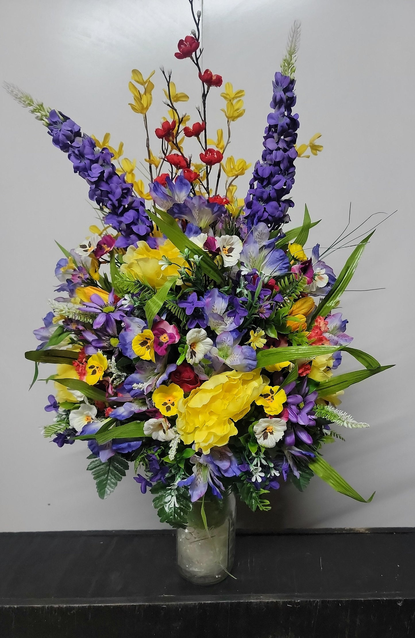 Premium Extra Large and Full 27" Tall wildflower summer through fall grave vase flowers Memorial Cone Vase Flowers Grave Vase Flowers
