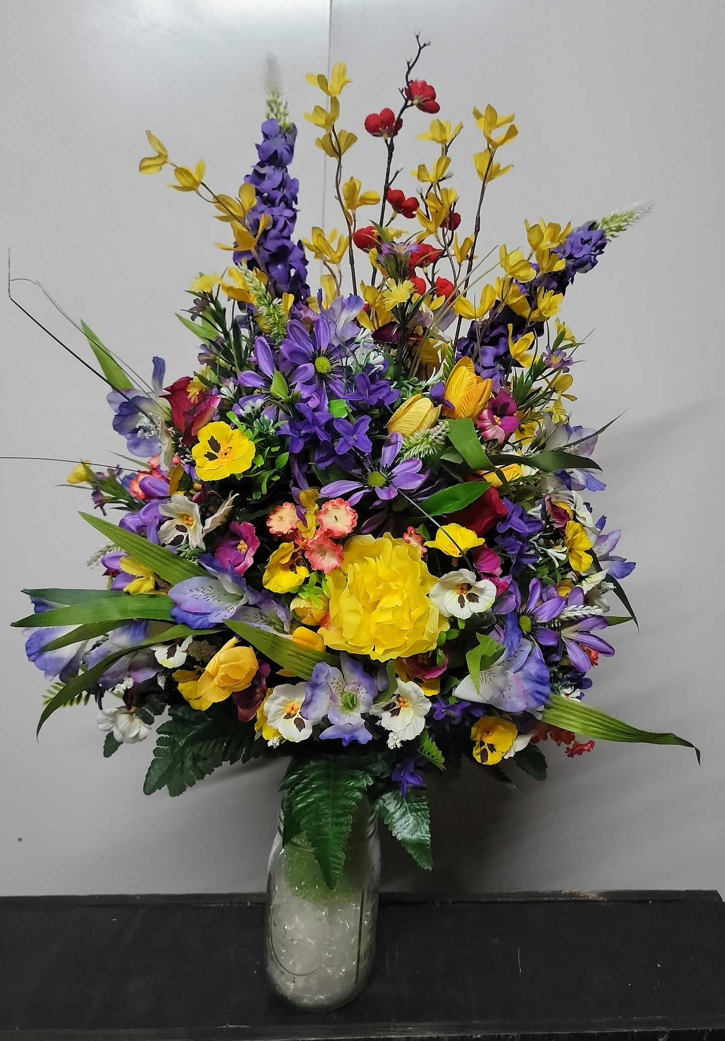 Premium Extra Large and Full 27" Tall wildflower summer through fall grave vase flowers Memorial Cone Vase Flowers Grave Vase Flowers