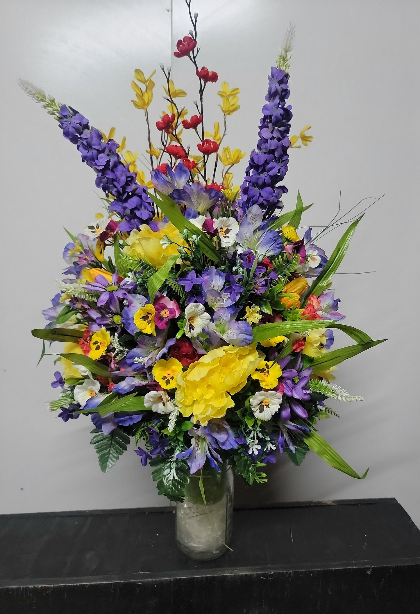 Premium Extra Large and Full 27" Tall wildflower summer through fall grave vase flowers Memorial Cone Vase Flowers Grave Vase Flowers