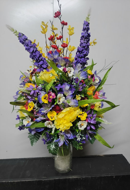Premium Extra Large and Full 27" Tall wildflower summer through fall grave vase flowers Memorial Cone Vase Flowers Grave Vase Flowers
