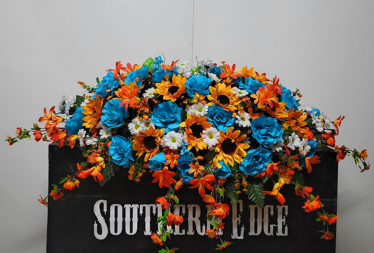 Sunrise Golden Teal Orange Headstone Saddle Extra Large Summer Headstone Saddle  Fall Summer Casket Spray Grave Blanket Cemetery