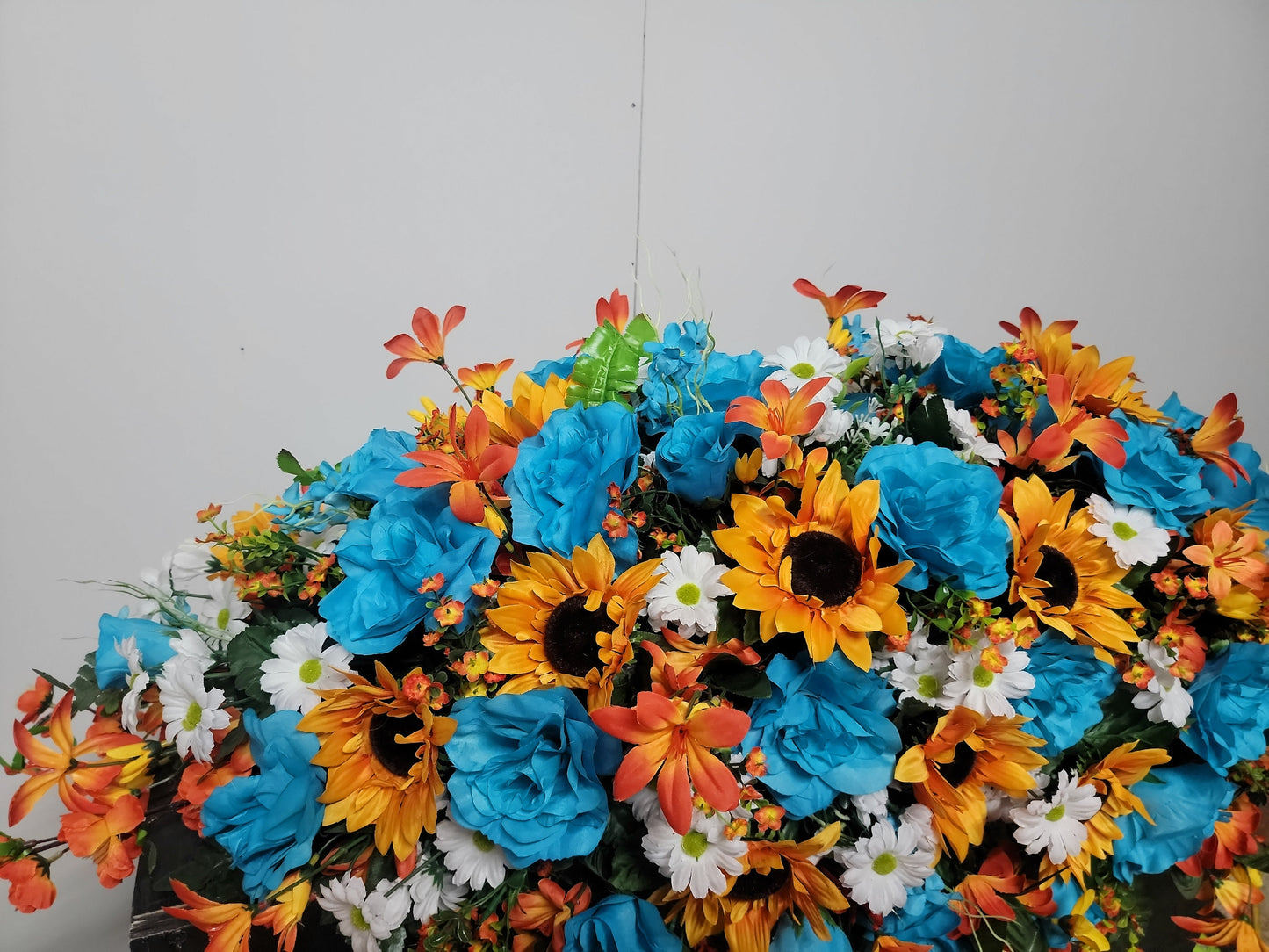 Sunrise Golden Teal Orange Headstone Saddle Extra Large Summer Headstone Saddle  Fall Summer Casket Spray Grave Blanket Cemetery